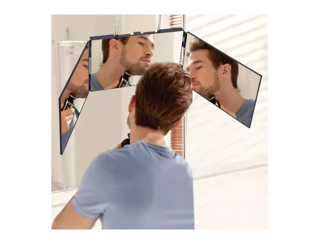 Espejo De 3 Vías De Corte De Pelo Triple De 360° Con Ganchos - Imagen 2