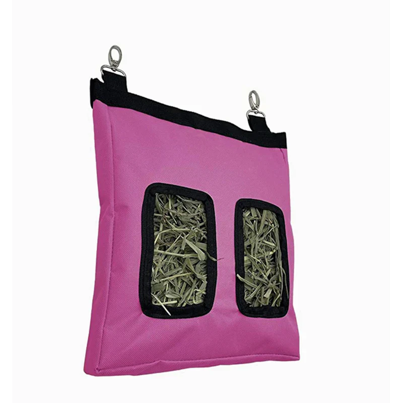 4Pcs Guinea Pig Hay Feeder Bag, 2 Holes Capacity Hay Holder, 600D Oxford Fabric Hay Bag for Rabbit Chinchilla Hamsters Small Pet - Imagen 9