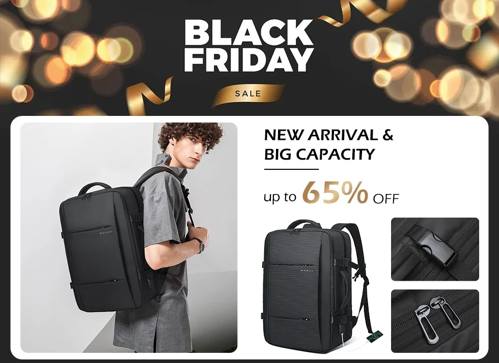 BANGE-mochila de viaje para hombre, morral de negocios expandible con USB, de gran capacidad, resistente al agua, para ordenador portátil, 17,3 - Imagen 6